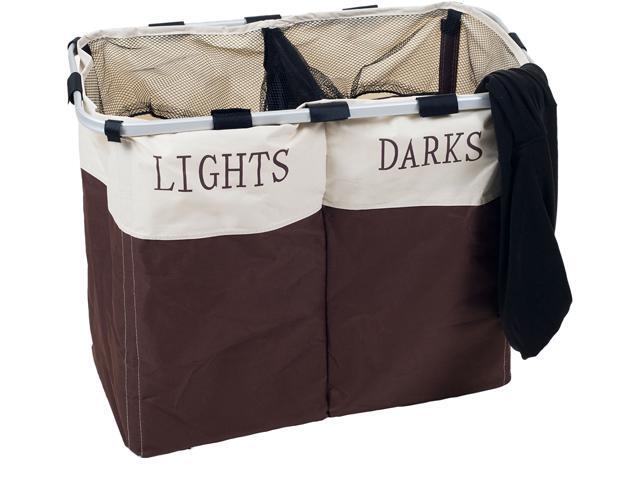 Lavish Home  Laundry Hamper - 2 Compartments and Foldable