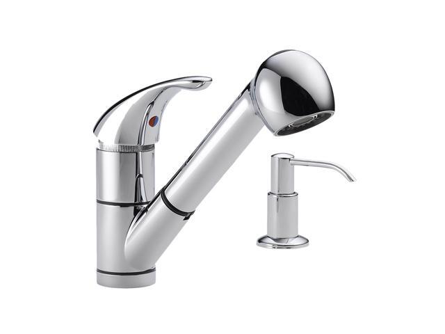 PEERLESS P18550LF-SD Single Handle Kitchen Pull-Out Faucet with Soap Dispenser Chrome