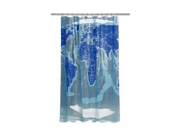 Croydex AE580815YW Shower Curtain World Map Blue