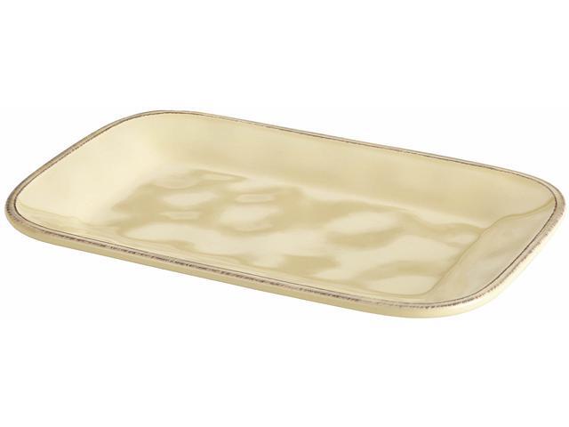 Rachael Ray Cucina Dinnerware 8 in. x 12 in. Stoneware Rectangular Platter in Almond Cream
