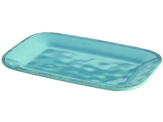 Rachael Ray Cucina Dinnerware 8 in. x 12 in. Stoneware Rectangular Platter in Agave Blue