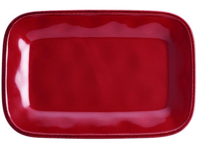 Rachael Ray Cucina Dinnerware 8 in. x 12 in. Stoneware Rectangular Platter in Cranberry