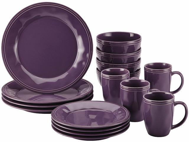 Rachael Ray Cucina Dinnerware 16-Piece Stoneware Dinnerware Set in Lavender Purple