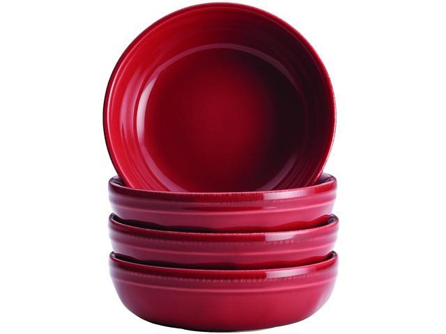 Rachael Ray Cucina Dinnerware 4-Piece Stoneware Fruit Bowl Set in Cranberry Red