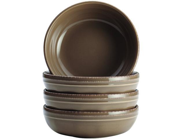Rachael Ray Cucina Dinnerware 4-Piece Stoneware Fruit Bowl Set in Mushroom Brown