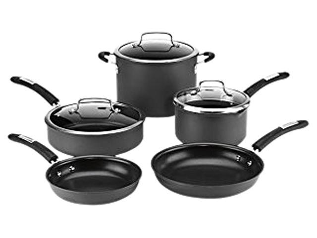 Cuisinart 8 Piece Dishwasher Safe Hard Anodized Cookware Set Black