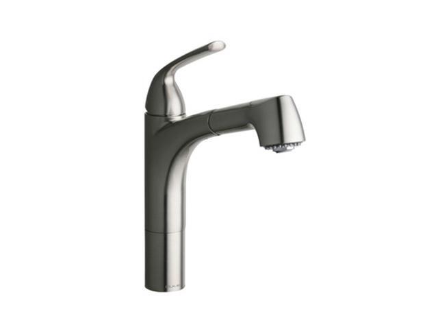 Elkay LKGT1041NK 12.75" Faucet Height Pull-Out Sprayer Gourmet Single Handle Kitchen Faucet Brushed Nickel