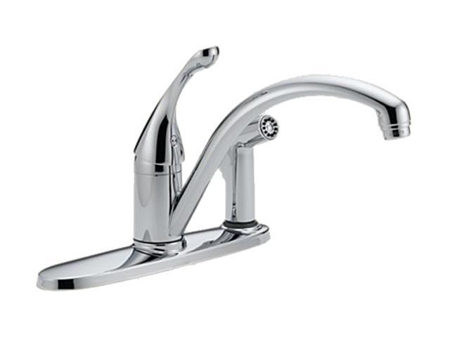 DELTA  340-WE-DST  Collins Single Handle Water-Efficient Kitchen Faucet w/ Integral Spray - Chrome