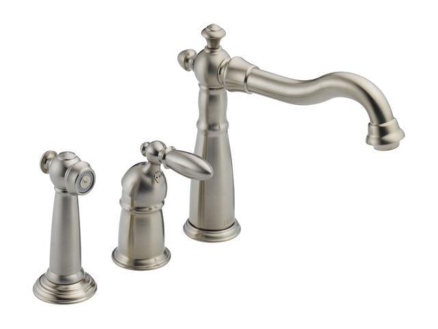 DELTA 155-SS-DST Victorian Single Handle Kitchen Faucet with Spray Stainless Steel