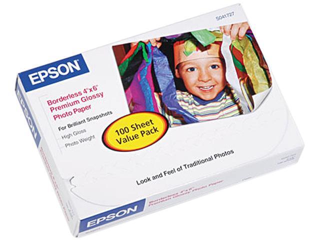 Epson S041727 Premium Photo Paper 4" x 6" - High Gloss - 92 Brightness - 100 / Pack - White