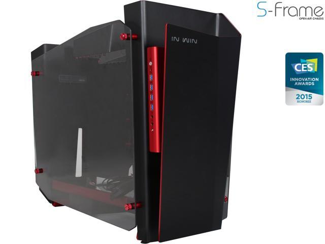 In Win S-Frame Black Aluminum/Tempered Glass Computer Case Support ATX12V/EPS, up to 220mm Power Supply