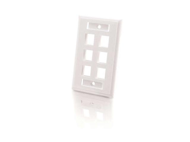 C2G 03414 6-Port Single Gang Multimedia Keystone Wall Plate - White