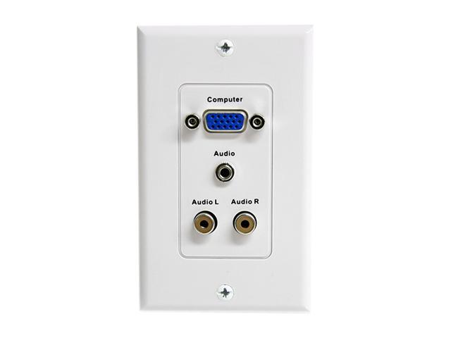 StarTech VGAPLATERCA 15-Pin Female VGA Wall Plate with 3.5mm and RCA -White