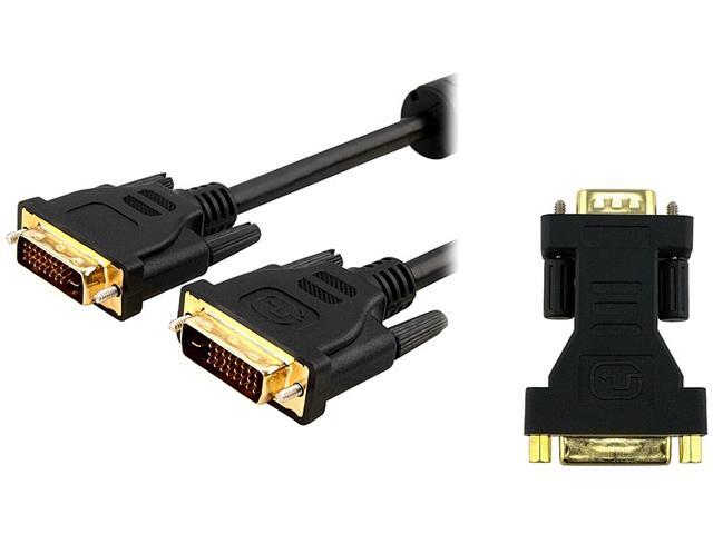 Insten 675416 Black 6 ft. Dvi-D Digital / Digital Dual Link Cable 9.9Gbps 24+1 Pin M/M + Dvi-F To Vga-M Adapter