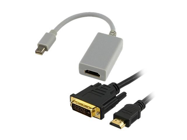Insten Model 675429 Mini DisplayPort To HDMI M/F Adapter + 6Ft HDMI To DVI Cable 5Gbps M/M, Black