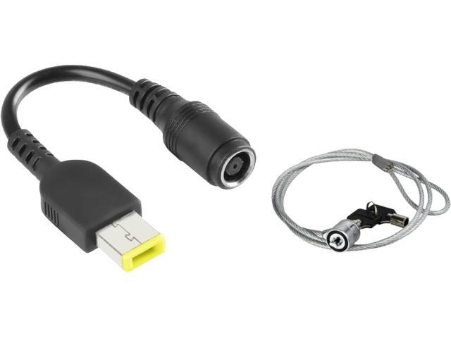 Insten Model 1966274 Carbon Power Cable Black for IBM ThinkPad With 3ft NoteBook Laptop Security Cable Chain Lock Silver - OEM