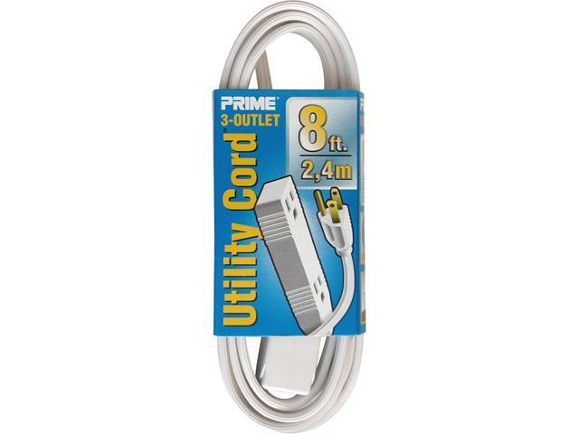 Prime Wire Model EC820608 8 ft. 16/3 SPT-2 3-Outlet Utility Indoor Cord