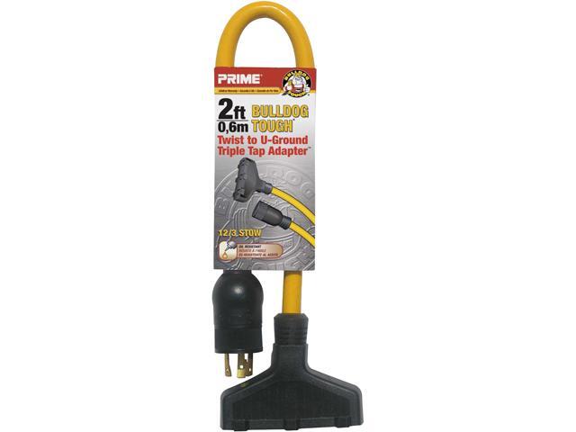Prime Wire Model AD060802 2 ft. 12/3 STOW Twist to U-Ground Triple Tap Adapter
