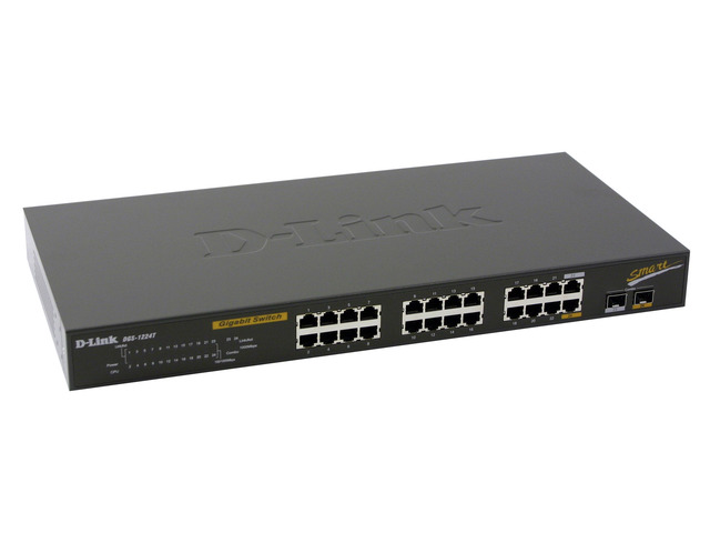 D-Link DGS-1224T 10/100/1000Mbps Web-Smart Switch With 2 Combo SFP Expansion Slots 24 Ports 10/100/1000Mbps with 2 Combo SFP Expansion Slots 8K MAC Address Table 512KB Buffer Memory