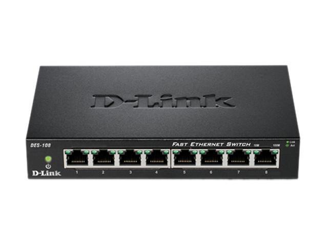 D-Link DES-108 Unmanaged 8-Port Fast Ethernet Switch