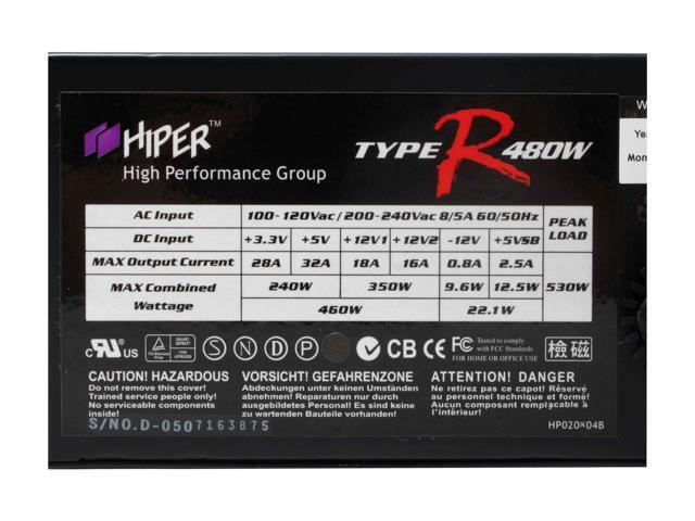 HIPER HPU-4M480-PS 480W ATX12V v2.2 Power Supply