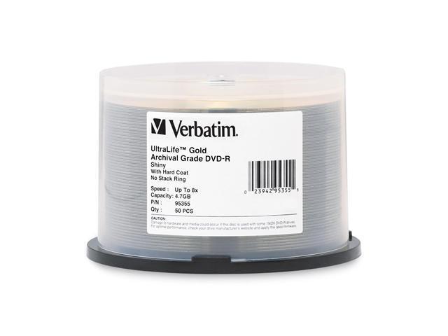 Verbatim UltraLife Gold Archival Grade Storage media 4.7GB 8X DVD-R 50 Packs Spindle Disc Model 95355 - OEM