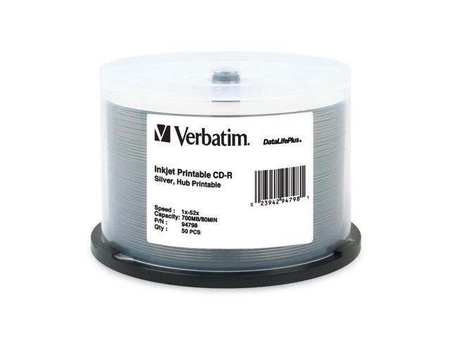 Verbatim 700MB 52X CD-R Inkjet Printable Hub Printable 50 Packs Media Model 94798