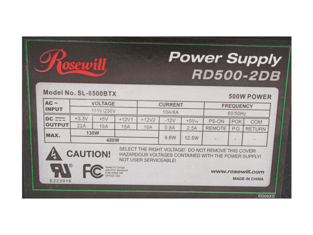Rosewill Stallion Series RD500-2DB 500W ATX12V Power Supply