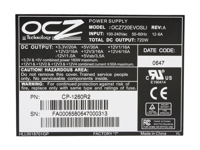 OCZ EvoStream OCZ720EVOSLI 720W ATX12V v2.2 and EPS12V SLI Ready CrossFire Ready Modular Active PFC Power Supply