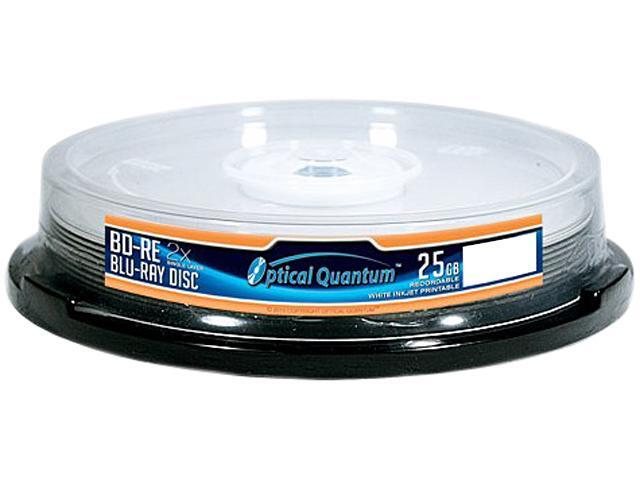 Optical Quantum 25GB 2X BD-RE White Inkjet Printable 10 Packs Blu-ray Rewritable Disc Model OQBDRE02WIP-10