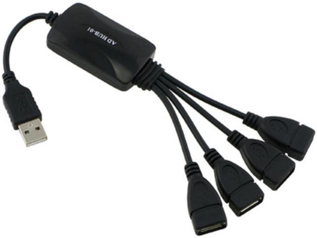 Insten 1042789 Black 4 Port Octopus USB 2.0 Hub