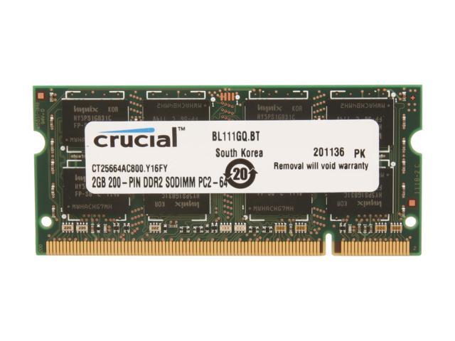 Crucial 2GB 200-Pin DDR2 SO-DIMM DDR2 800 (PC2 6400) Laptop Memory ...