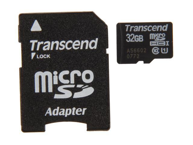 Transcend 32GB microSDHC Flash Card with Adapter Model TS32GUSDU1