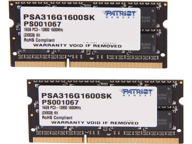 Patriot Memory Signature Apple Line 16GB (2 x 8GB) 204-Pin DDR3 SO-DIMM DDR3 1600 (PC3 12800) Memory for Apple Model PSA316G1600SK