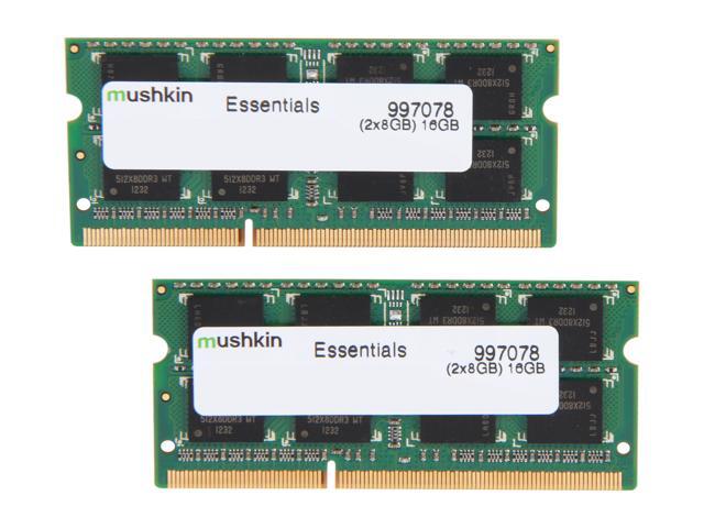 Mushkin Enhanced Essentials 16GB (2 x 8G) 204-Pin DDR3 SO-DIMM DDR3L 1333 (PC3L 10600) Laptop Memory Model 997078