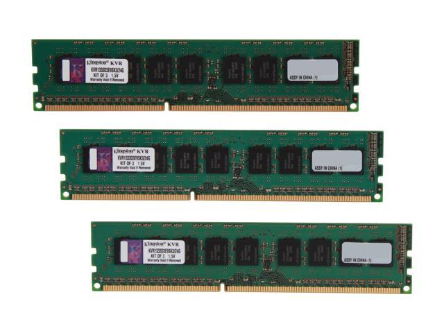 Kingston 24GB (3 x 8GB) 240-Pin DDR3 SDRAM ECC Unbuffered DDR3 1333 Server Memory Model KVR1333D3E9SK3/24G