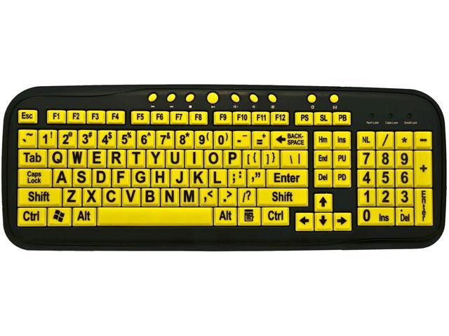 Ergoguys CD-1038 Black Wired Ezsee Low Vision Keyboard Large Print Yellow Keys 