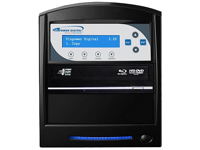 VINPOWER Black 1 to 1 64M Buffer Memory SharkBlu BDXL / Blu-Ray / DVD / CD Disc Duplicator + USB 3.0 + 500GB HDD Model SharkBlu-S1T-XL-BK