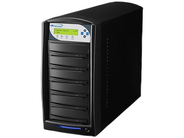 VINPOWER Black 1 to 5 128M Buffer Memory SharkNet DVD CD Network Duplicator Tower with 320GB Hard Drive Model SharkNet-5T-DVD-BK