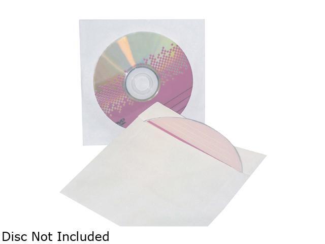 inland 2854 Pro Paper CD DVD Sleeves White 50-Pack