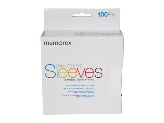 Memorex 01961 CD/DVD Sleeves White - 100 packs