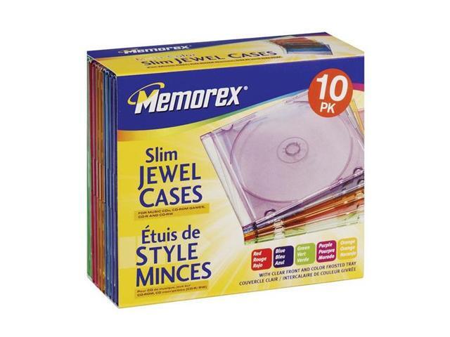 Memorex 01911 Slim CD Jewel Cases Color - 10 Packs