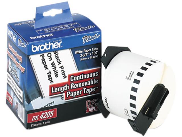 Brother DK4205 Removable Paper Label Tape, 2.4" x 100ft Roll, White
