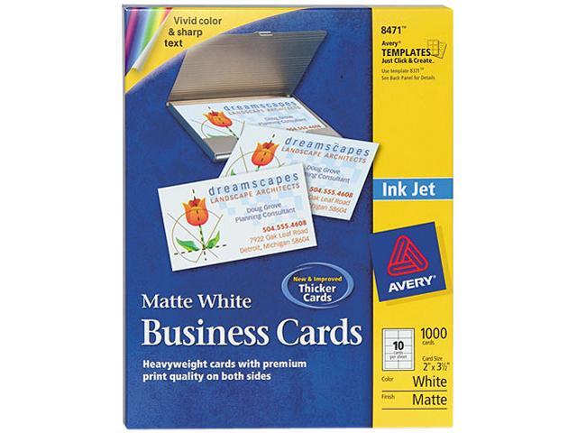 AVE8471 Business Cards, Inkjet, Matte, 2"x3-1/2", 1000/BX, White