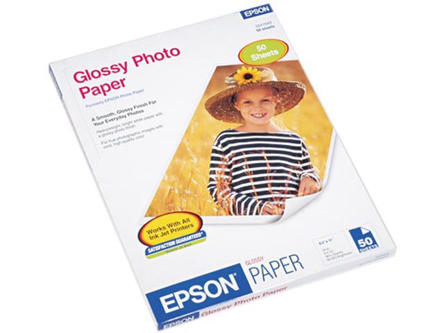 Epson America Glossy Photo Paper, 60 lbs., Glossy, 8-1/2 x 11, 50 Sheets/Pack