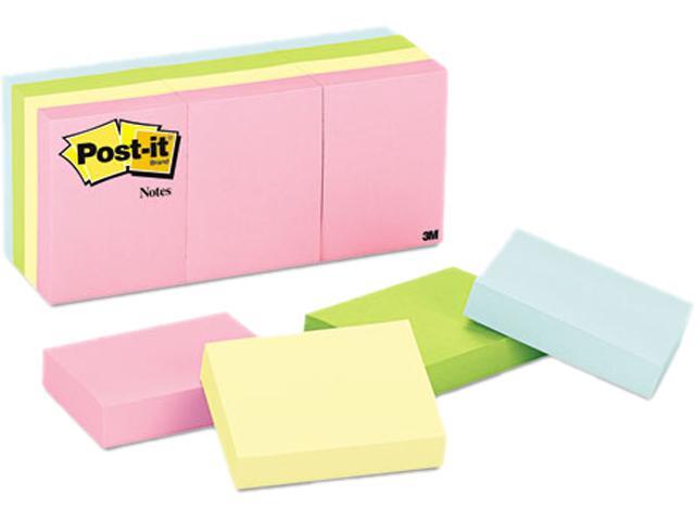 Post-it Notes 653-AST Color Notes, 1-1/2 x 2, Pastel Colors, 12 100-Sheet Pads/Pack