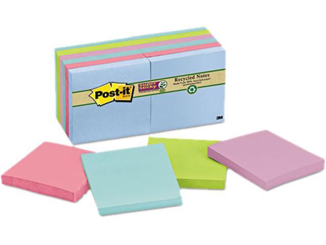 Post-it Notes Super Sticky 654-12SST Super Sticky Pads, 3 x 3, Five Tropic Breeze Colors, 12 90-Sheet Pads/Pack