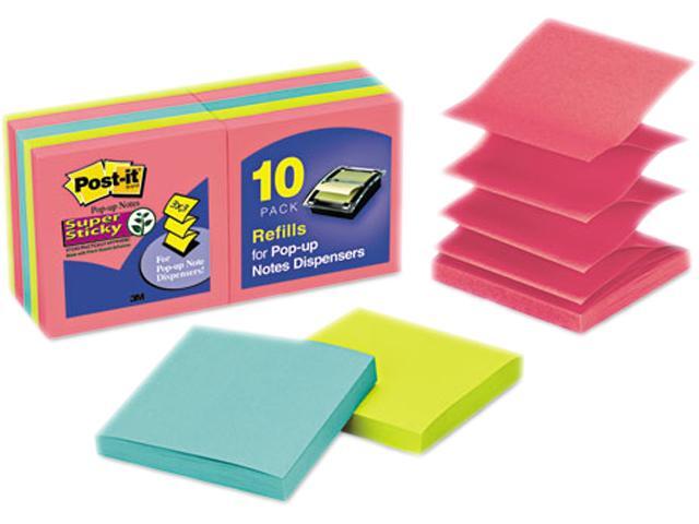 Post-it Pop-up Notes Super Sti R330-10SSAU Pop-Up Notes, 3 x 3, Jewel Pop, 10 90-Sheet Pads/Pack