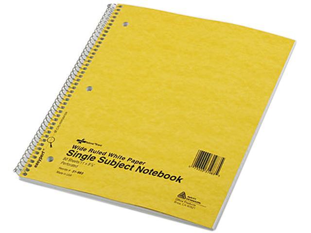 National Brand 31983 Subject Wirebound Notebook, Wide/Margin Rule, Ltr, White, 80 Sheets/Pad