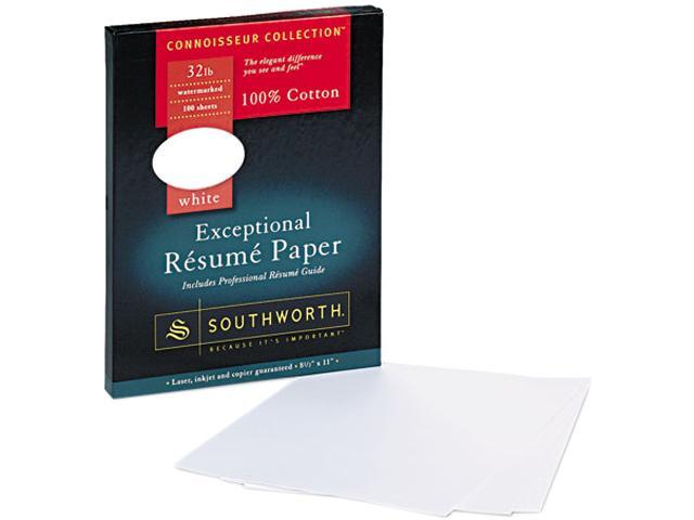 Southworth RD18CF 100% Cotton Résumé Paper, 32 lbs., 8-1/2 x 11, White, 100/Box